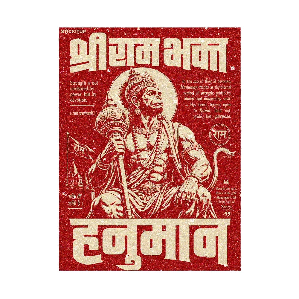 Hanuman Vintage Poster Glitter Sticker